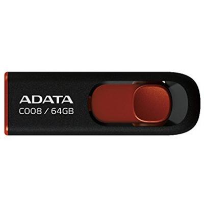 USB флеш накопитель ADATA 64GB C008 Black+Red USB 2.0 (AC008-64G-RKD) (U0230291)