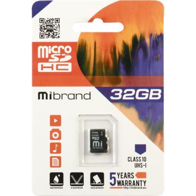 Карта пам'яті Mibrand 32GB microSDHC class 10 UHS-I (MICDHU1/32GB) (U0507800)