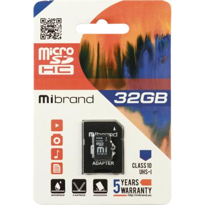 Карта пам'яті Mibrand 32GB microSDHC class 10 UHS-I (MICDHU1/32GB-A) (U0507793)