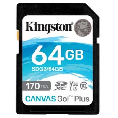 Карта памяти Kingston 64GB SDXC class 10 UHS-I U3 Canvas Go Plus (SDG3/64GB) (U0429258)