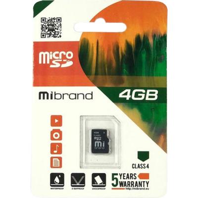 Карта пам'яті Mibrand 4GB microSDHC class 4 (MICDC4/4GB) (U0507801)