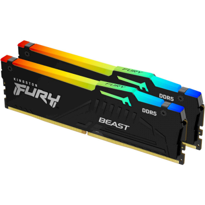 Модуль пам'яті для комп'ютера DDR5 64GB (2x32GB) 4800 MHz FURY Beast RGB Kingston Fury (ex.HyperX) (KF548C38BBAK2-64) (U0722081)