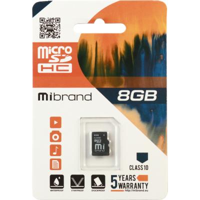 Карта памяти Mibrand 8GB microSDHC class 10 (MICDHC10/8GB) (U0507798)