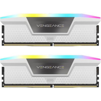 Модуль памяти для компьютера DDR5 32GB (2x16GB) 5600 MHz Vengeance RGB White Corsair (CMH32GX5M2B5600C40W) (U0922399)