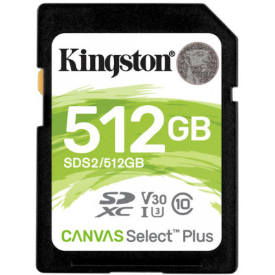 Карта памяти Kingston 512GB SDXC class 10 UHS-I U3 Canvas Select Plus (SDS2/512GB) (U0422001)