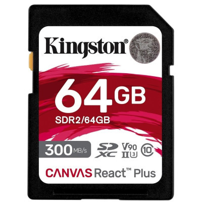 Карта памяти Kingston 64GB class 10 UHS-II U3 Canvas React Plus (SDR2/64GB) (U0722102)