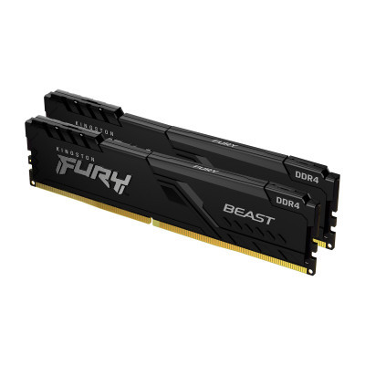 Модуль памяти для компьютера DDR4 64GB (2x32GB) 3200 MHz Fury Beast Black Kingston Fury (ex.HyperX) (KF432C16BBK2/64) (U0559415)