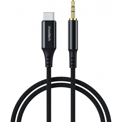 Кабель мультимедийный AUX USB-C to TRS Audio 3.5mm M/M DAC Chip 96kHz 1.0m black Choetech (AUX006) (U0855382)