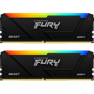 Модуль пам'яті для комп'ютера DDR4 32GB (2x16GB) 3200 MHz FURY Beast RGB Kingston Fury (ex.HyperX) (KF432C16BB2AK2/32) (U0883786)