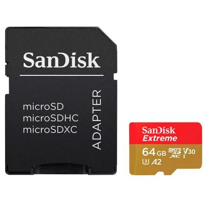 Карта памяти SanDisk 64GB microSD class 10 V30 Extreme PLUS (SDSQXBU-064G-GN6MA) (U0874217)