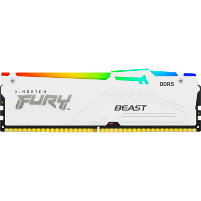 Модуль пам'яті для комп'ютера DDR5 32GB 6000 MHz FURY Beast White RGB Kingston Fury (ex.HyperX) (KF560C40BWA-32) (U0883812)