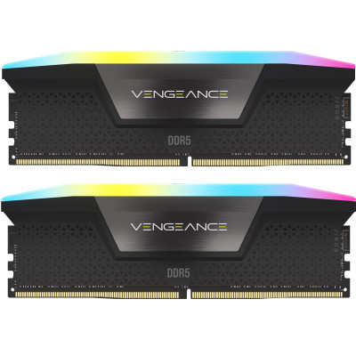 Модуль пам'яті для комп'ютера DDR5 32GB (2x16GB) 6400 MHz Vengeance RGB Black Corsair (CMH32GX5M2B6400C36) (U0886810)