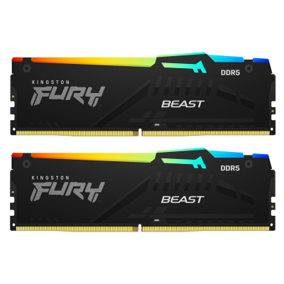 Модуль пам'яті для комп'ютера DDR5 32GB (2x16GB) 6000 MHz Beast RGB Kingston Fury (ex.HyperX) (KF560C30BBAK2-32) (U0944125)