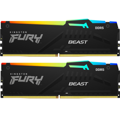 Модуль пам'яті для комп'ютера DDR5 16GB (2x8GB) 6000 MHz Beast RGB XMP Kingston Fury (ex.HyperX) (KF560C30BBAK2-16) (U0944144)