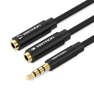 Кабель мультимедийный Jack 3.5mm 4pin M to 2X 3.5mm F Vention (BBVBY) (U0955529)