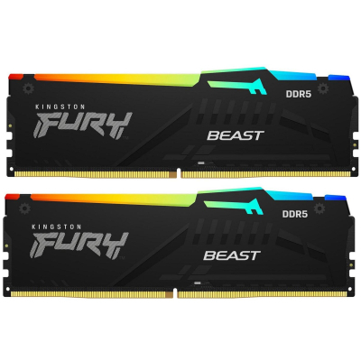 Модуль памяти для компьютера DDR5 16GB (2x8GB) 5600 MHz Beast RGB Kingston Fury (ex.HyperX) (KF556C40BBAK2-16) (U0722074)