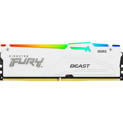 Модуль пам'яті для комп'ютера DDR5 16GB 5600 MHz FURY Beast White RGB Kingston Fury (ex.HyperX) (KF556C40BWA-16) (U0883798)