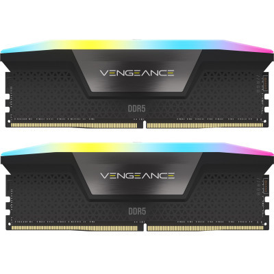 Модуль памяти для компьютера DDR5 32GB (2x16GB) 6000 MHz Vengeance RGB Black Corsair (CMH32GX5M2E6000Z36) (U0922421)