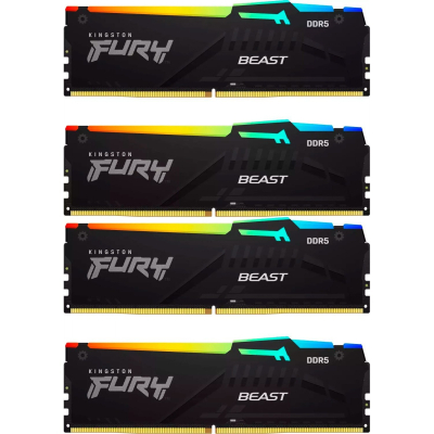 Модуль пам'яті для комп'ютера DDR5 128GB (4x32GB) 5600 MHz Beast RGB XMP Kingston Fury (ex.HyperX) (KF556C40BBAK4-128) (U0944219)