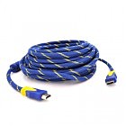 Кабель мультимедийный HDMI to HDMI 15.0m v1.4, OD-8.0mm Blue/Gold Merlion (YT-HDMI(M)/(M)NY/BL-15m)