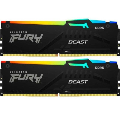 Модуль памяти для компьютера DDR5 64GB (2x32GB) 5200 MHz Beast RGB Kingston Fury (ex.HyperX) (KF552C40BBAK2-64) (U0862910)