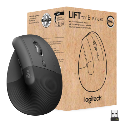 Мышка Logitech Lift Vertical Ergonomic Wireless/Bluetooth for Business Graphite (910-006494) (U0736448)