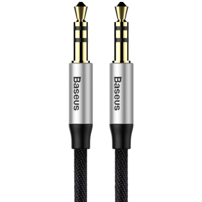Кабель мультимедийный Jack 3.5mm Yiven M30 M/M 1m silver-black Baseus (CAM30-BS1) (U0806691)