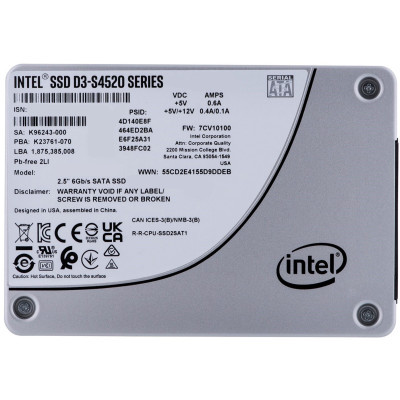 Накопитель SSD 2.5» 7.68TB D3-S4520 INTEL (SSDSC2KB076TZ01) (U0903947)