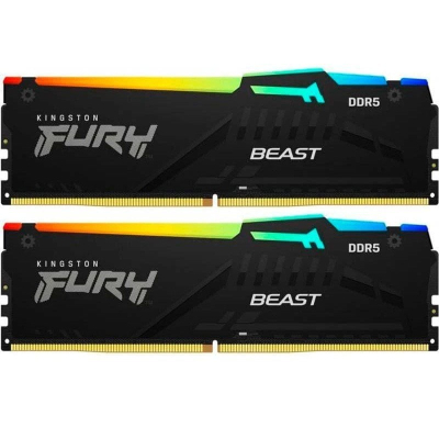 Модуль памяти для компьютера DDR5 16GB (2x8GB) 6000 MHz FURY Beast RGB Kingston Fury (ex.HyperX) (KF560C36BBEAK2-16) (U0883782)