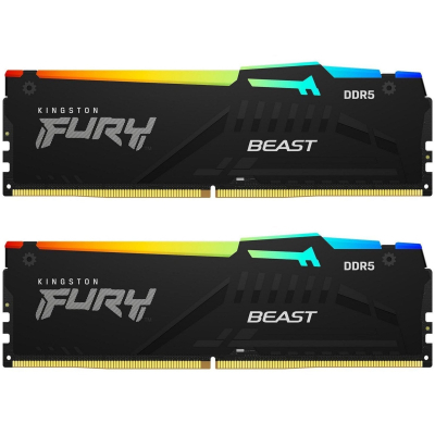 Модуль памяти для компьютера DDR5 32GB (2x16GB) 6000 MHz Beast RGB Kingston Fury (ex.HyperX) (KF560C36BBE2AK2-32) (U1018605)