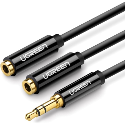 Кабель мультимедійний 3.5mm to TRSx2 M/F 0.25m Ugreen (10739) (U0806687)