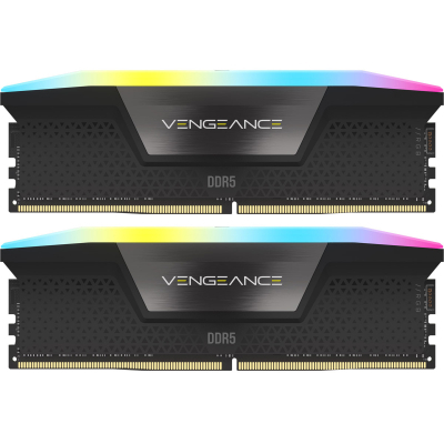 Модуль памяти для компьютера DDR5 64GB (2x32GB) 6000 MHz Vengeance RGB Black Corsair (CMH64GX5M2B6000C40) (U0874225)