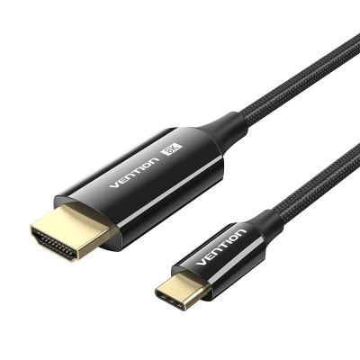 Кабель мультимедійний USB-C 3.1 to HDMI 1.8m 8K 60 Гц Zinc Alloy TPE Black Vention (CRCBAC) (U0955463)