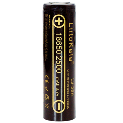 Аккумулятор 18650 2500mAh Li-Ion, (2450-2650mah), 3.7V (2.75-4.2V), Blac Liitokala (Lii-25A) (U0573163)