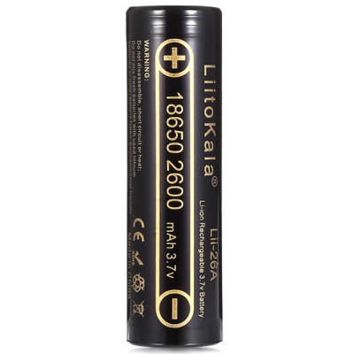 Аккумулятор 18650 2600mAh Li-Ion, (2450-2650mah), 3.7V (2.75-4.2V), Blac Liitokala (Lii-26A) (U0573164)