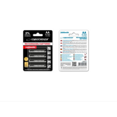 Аккумулятор Esperanza AA 2600mAh Ni-MH * 4 mix of colors (EZA106) (U0641405)