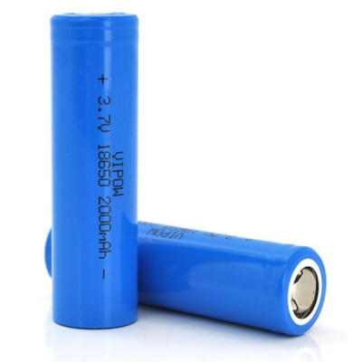 Аккумулятор 18650 2000mAh, FlatTop, 3.7V, Blue Vipow (ICR18650-2000mAhFT) (U0721409)