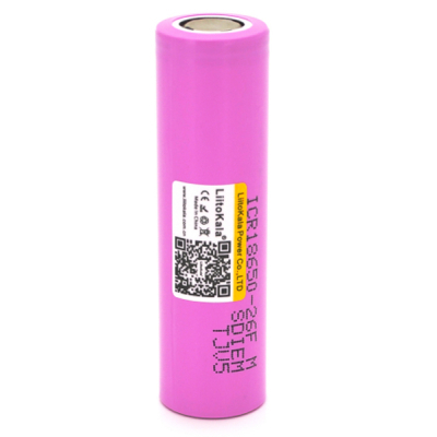 Аккумулятор 18650 2600mAh (2450-2650mah), 3.7V (2.75-4.2V), pink, PVC BOX Liitokala (Lii-26FM) (U0721423)
