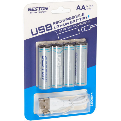 Аккумулятор Beston AA USB Type-C 1460mAh 1.5V Li-ion * 4 (2AC-60/AA620265) (U0892713)