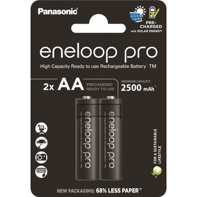 Акумулятор Panasonic AA Eneloop 2500mAh Pro NI-MH * 2 (BK-3HCDE/2CP) (U0902852)