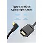 Кабель мультимедійний USB-C 3.1 to HDMI 1.5m 90° 4K 60 Гц PVC Black Vention (CGVBG) (U0955461)