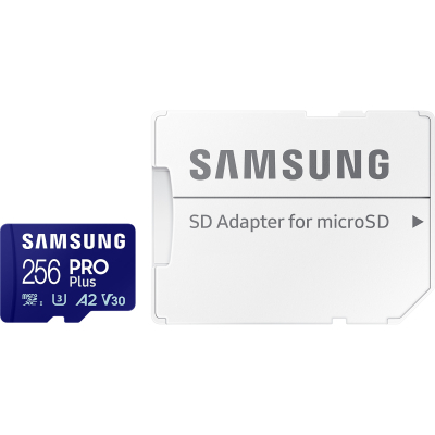Карта памяти Samsung 256 GB microSDXC Pro Plus UHS-I U3 V30 A2 Class 10 + SD-adap (MB-MD256SA/EU) (U0970705)