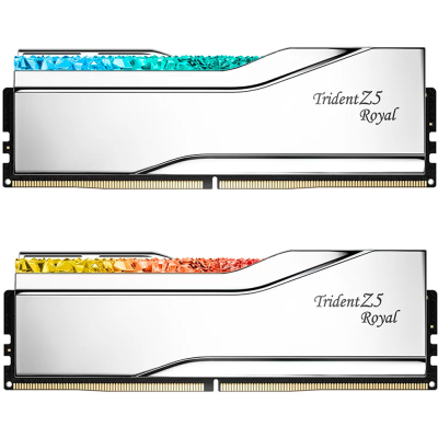 Модуль памяти для компьютера DDR5 32GB (2x16GB) 7200 MHz Trident Z5 Royal Silver G.Skill (F5-7200J3445G16GX2-TR5S) (U1018646)